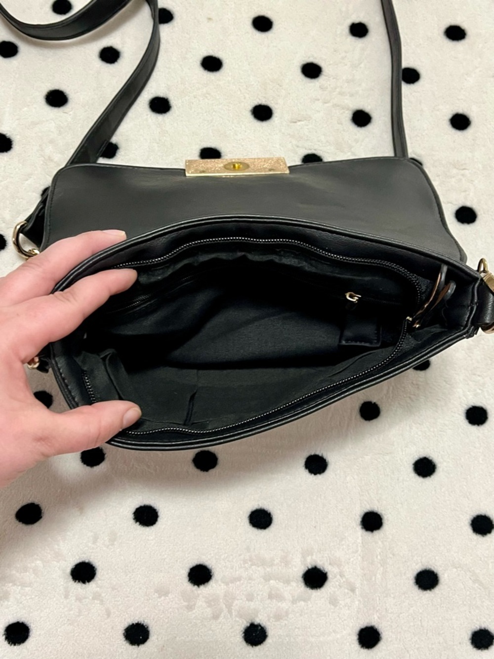 Two Tone Vegan Leather Crossbody Purse - Picture 7 of 8